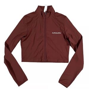 Alphalete brown cropped zip up jacket